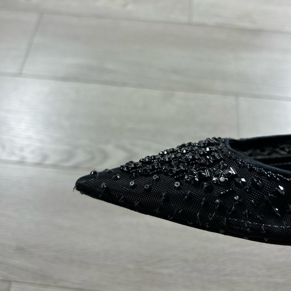Rene Caovilla Black Sequin Pointed Toe Low Heels - Picture 12 of 13